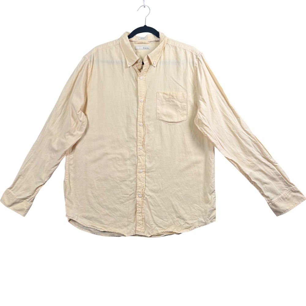 Hawker Rye Minimalist Coastal Grandpa Button Up Beige Safari Utility Shirt Large